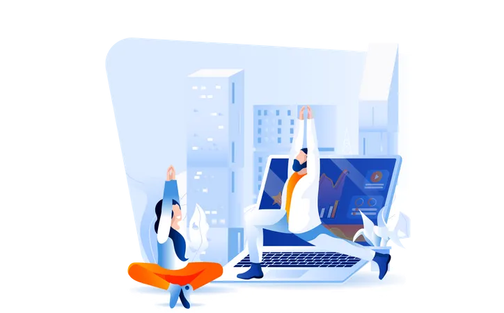Employees doing business workout  Illustration