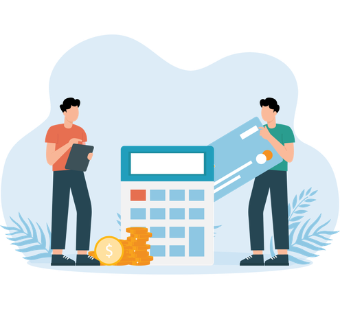 Employees doing company Budget Calculation  Illustration