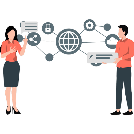 Employees doing connection management  Illustration