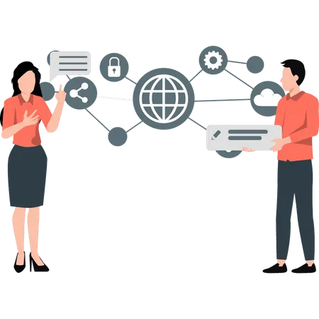 Employees doing connection management  Illustration