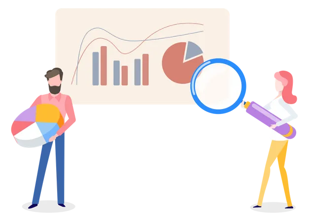 Employees doing data analysis  Illustration