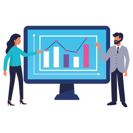 Employees doing data analysis  Illustration