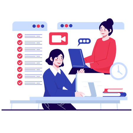 Employees doing Digital Collaboration  Illustration