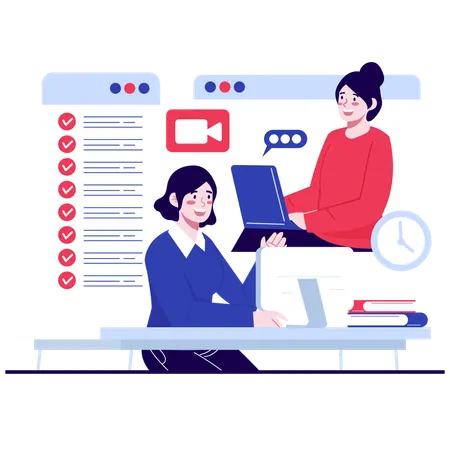 Employees doing Digital Collaboration  Illustration