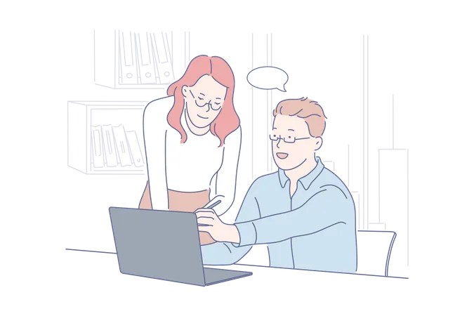 Employees doing discussion  Illustration