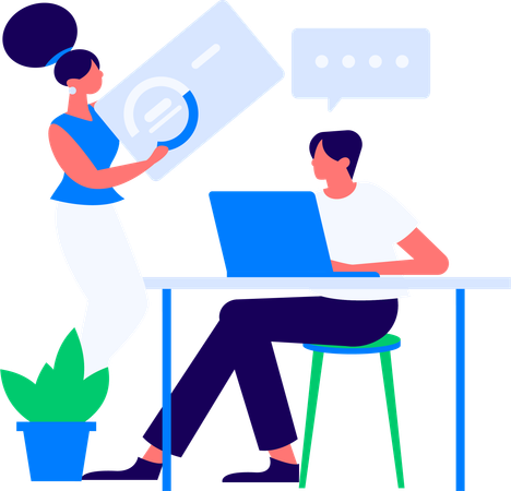 Employees doing discussion about data chart  Illustration