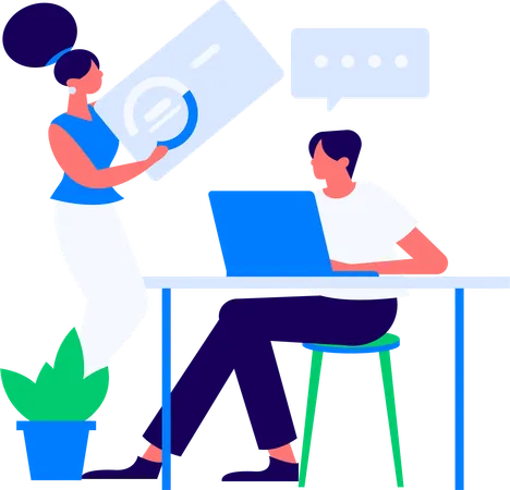 Employees doing discussion about data chart  Illustration