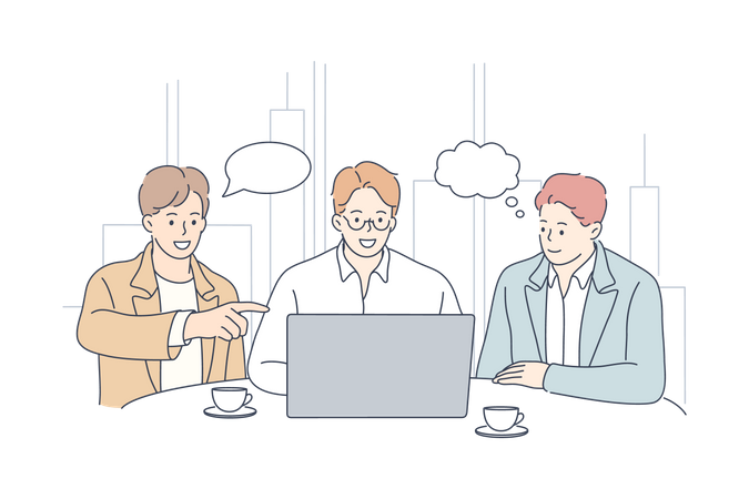 Employees doing discussion  Illustration