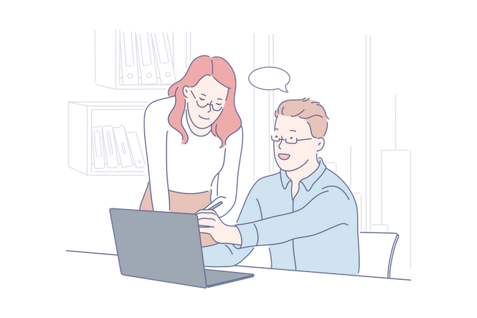 Employees doing discussion  Illustration