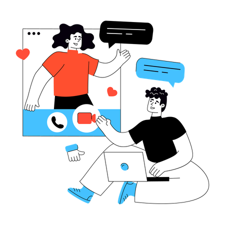 フェイスチャットをする従業員  イラスト