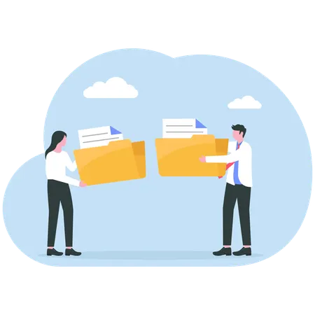 Employees doing file management  Illustration