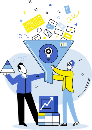 Employees doing Financial Filtering  Illustration