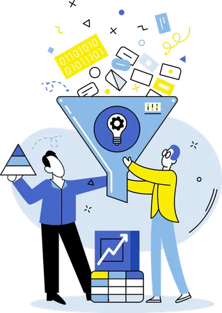 Employees doing Financial Filtering  Illustration