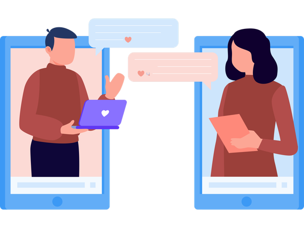Employees doing Mobile chatting  Illustration