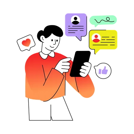 Employees doing Online Chat  Illustration