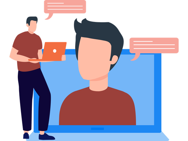 Employees doing Online chat  Illustration