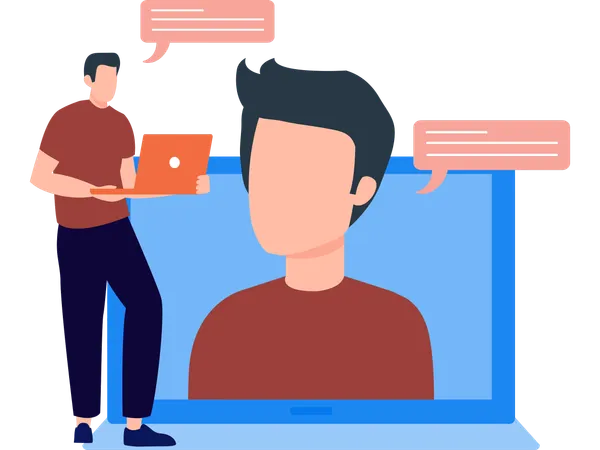 Employees doing Online chat  Illustration