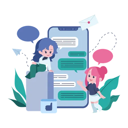 オンラインでコミュニケーションをとる従業員  イラスト