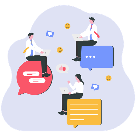 Employees doing online communication  Illustration