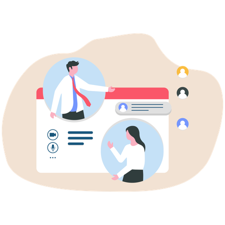 Employees doing online conference meeting  Illustration