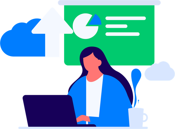 Employees doing online data analysis  Illustration