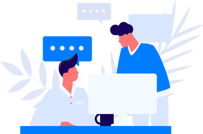Employees doing online data analysis  Illustration