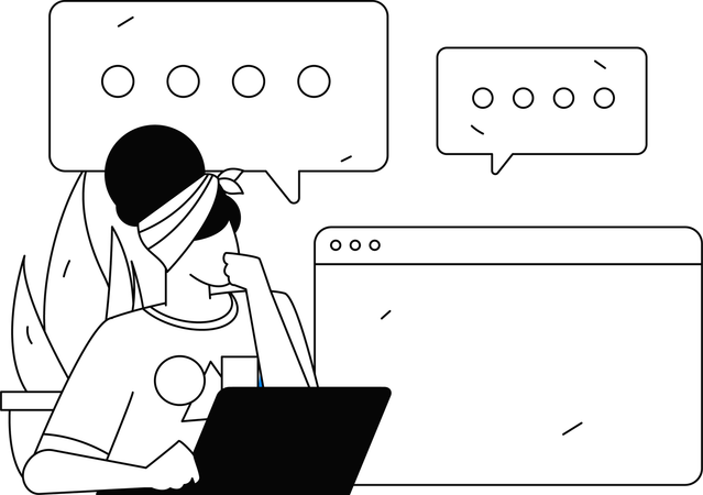 Employees doing online data analysis  Illustration