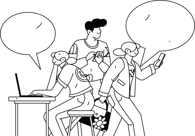 Employees doing online data analysis  Illustration