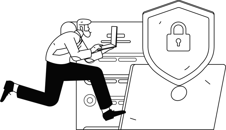 Employees doing online data analysis  Illustration