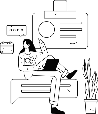 Employees doing online data analysis  Illustration