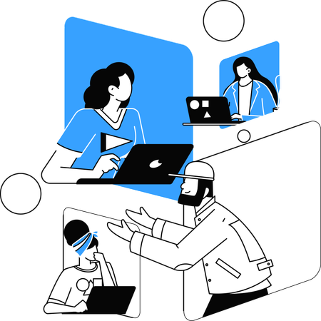 Employees doing Online discussion  Illustration