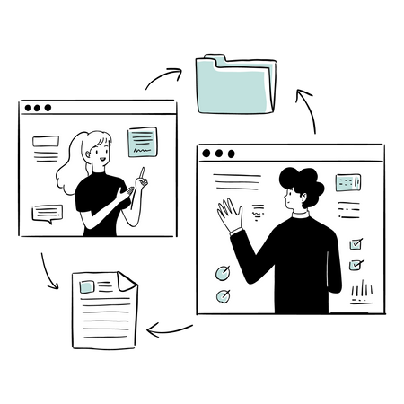 Employees doing Online Meeting  Illustration