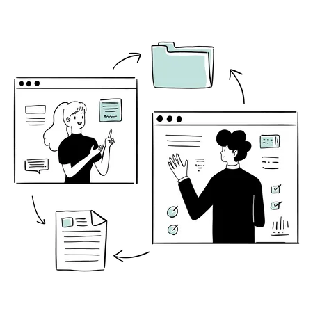 Employees doing Online Meeting  Illustration
