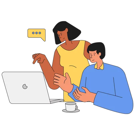 Employees doing online meeting Illustration