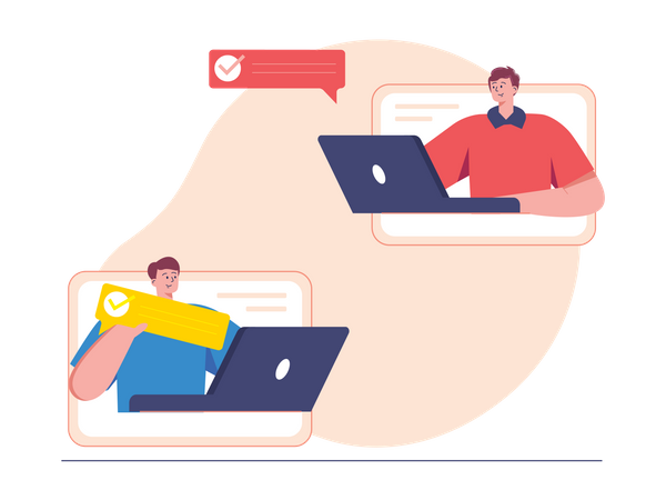 Employees doing online meeting  Illustration