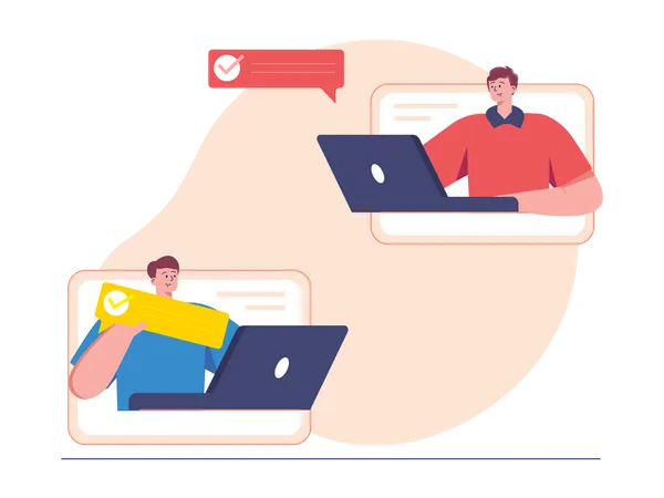 Employees doing online meeting  Illustration