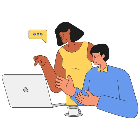 Employees doing online meeting  Illustration