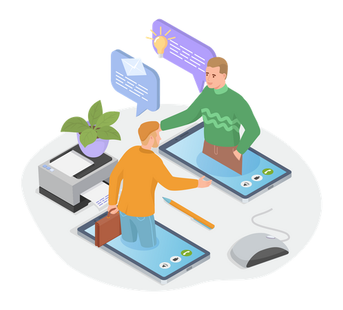 Employees doing online meeting  Illustration