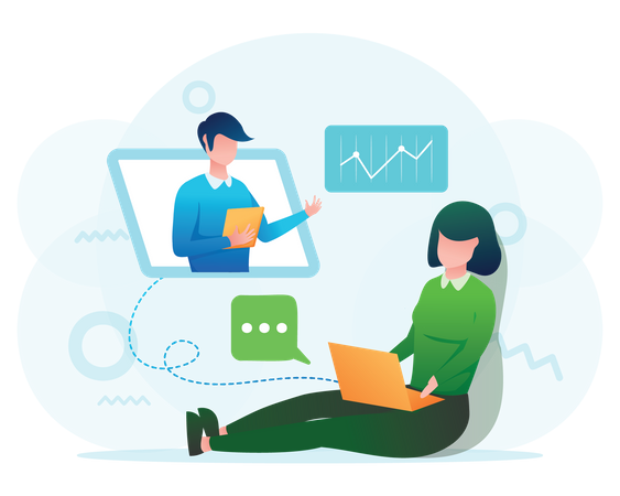 Employees doing online meeting  Illustration