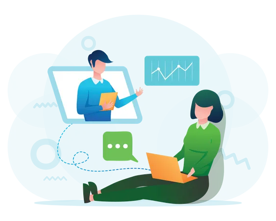 Employees doing online meeting  Illustration