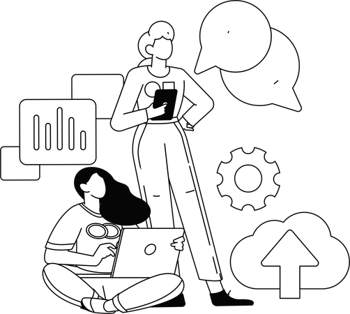 Employees doing online meeting  Illustration