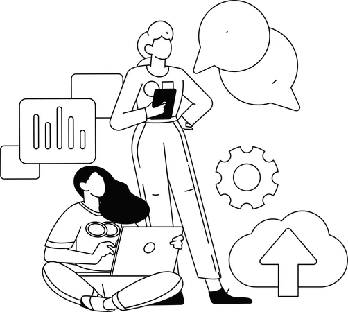 Employees doing online meeting  Illustration
