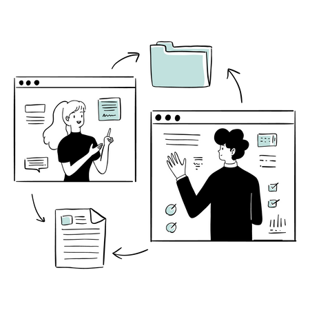 Employees doing Online Meeting  Illustration