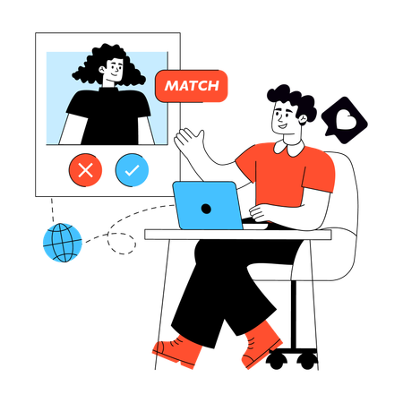 Employees doing Online Profile Checking  Illustration