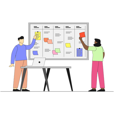 Employees doing planning of work  Illustration