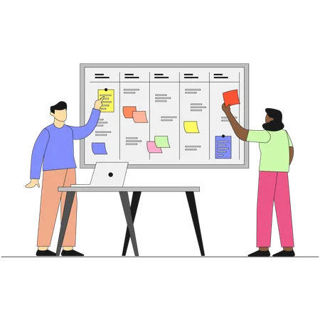 Employees doing planning of work  Illustration