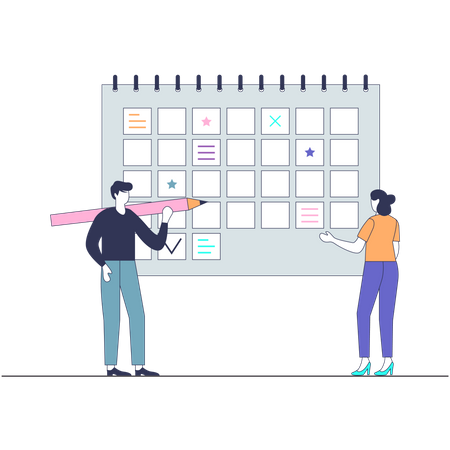 Employees doing planning of work  Illustration