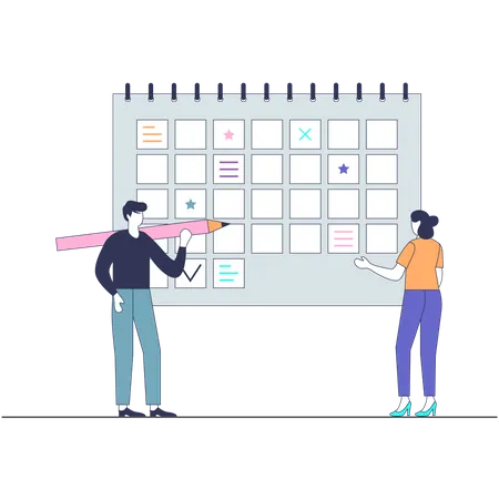 Employees doing planning of work  Illustration