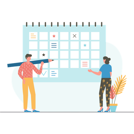 Employees doing planning of work  Illustration