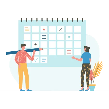 Employees doing planning of work  Illustration